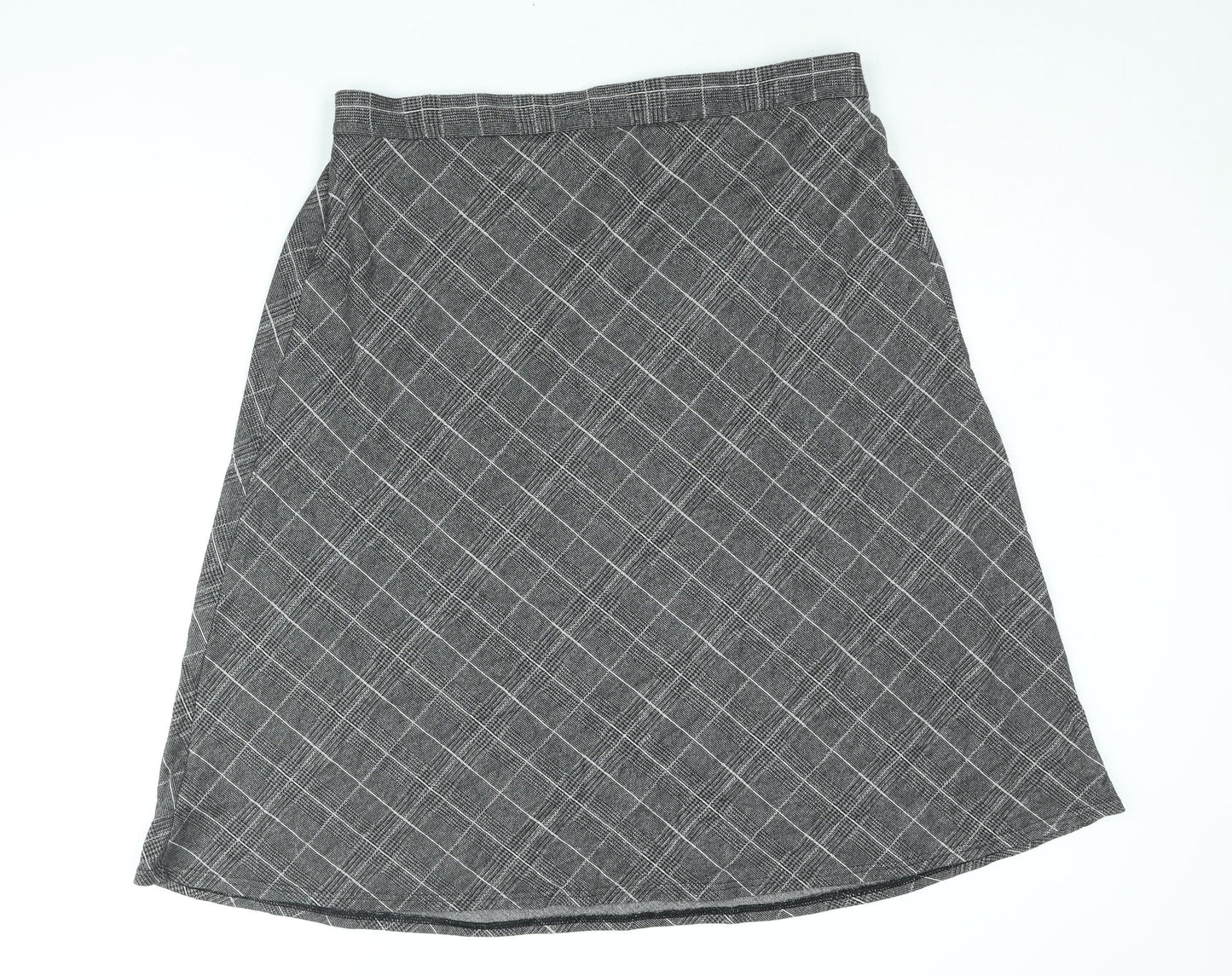 Bonmarché Womens Grey Check Polyester A-Line Skirt Size 20