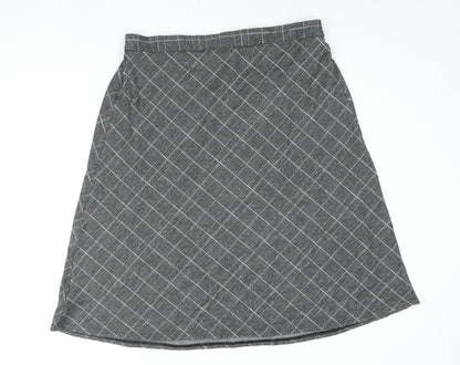 Bonmarché Womens Grey Check Polyester A-Line Skirt Size 20
