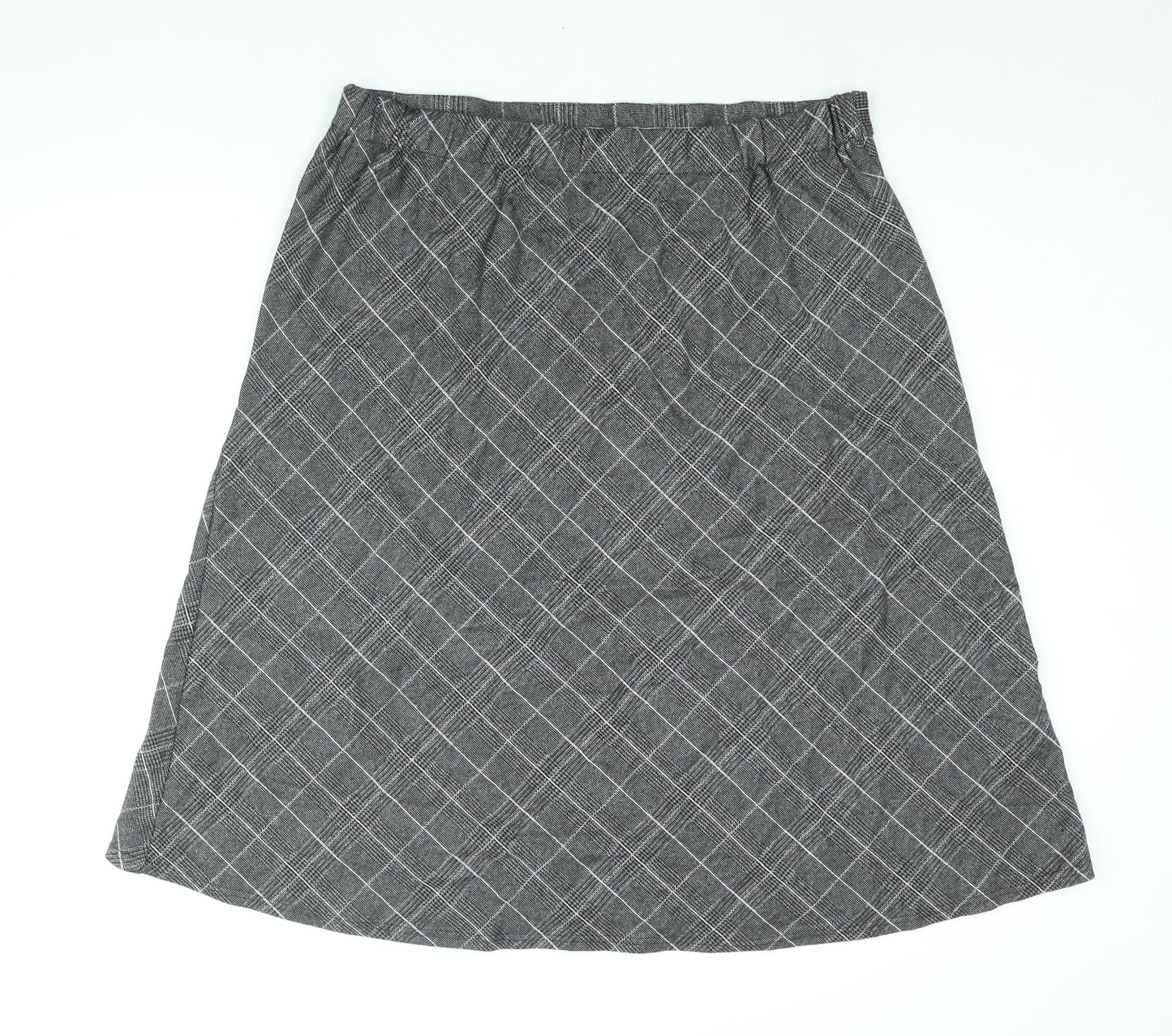 Bonmarché Womens Grey Check Polyester A-Line Skirt Size 20
