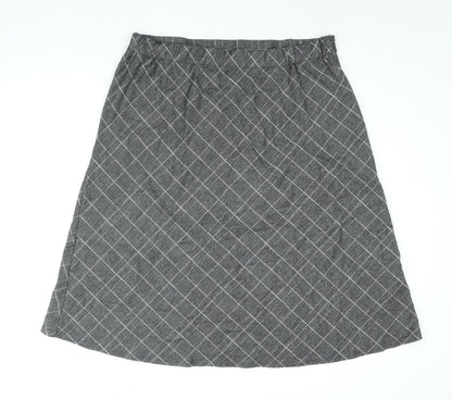 Bonmarché Womens Grey Check Polyester A-Line Skirt Size 20