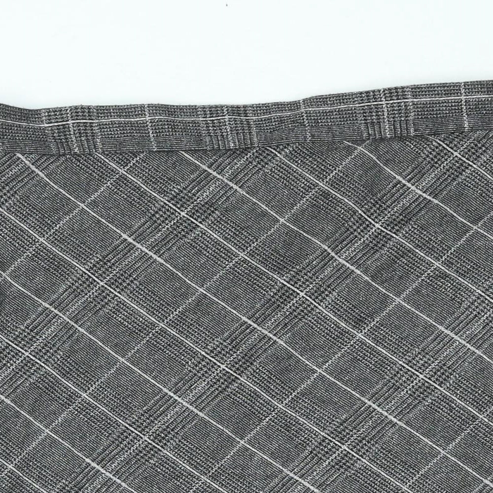 Bonmarché Womens Grey Check Polyester A-Line Skirt Size 20