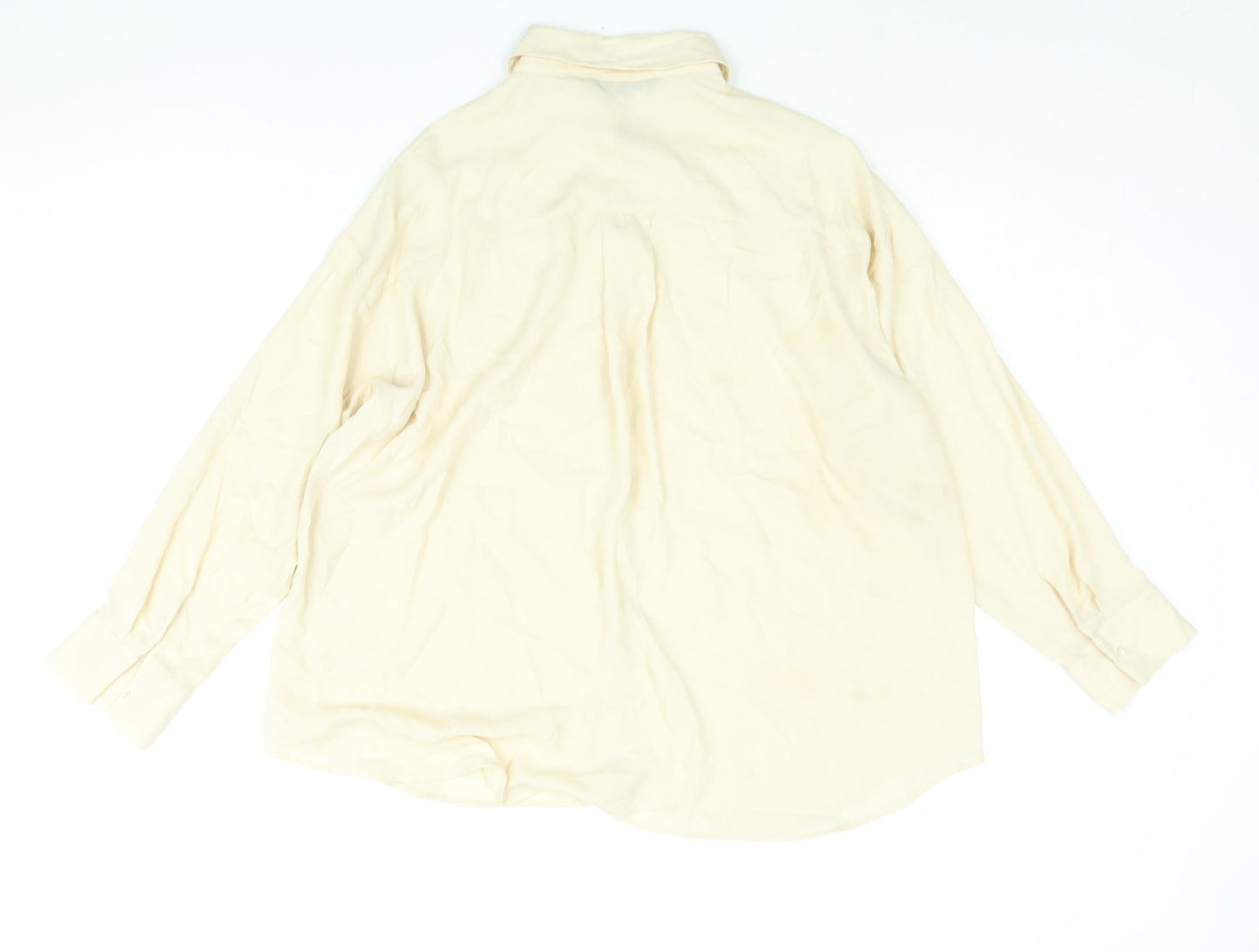 Womens UK Size M Zara Beige Basic Button-Up