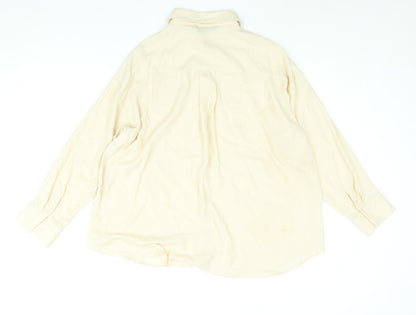 Womens UK Size M Zara Beige Basic Button-Up