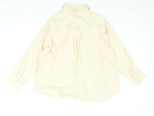 Womens UK Size M Zara Beige Basic Button-Up
