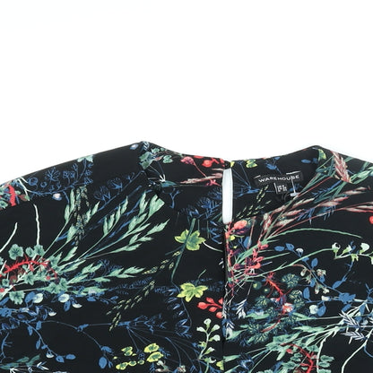 Womens UK Size 8 Warehouse Black Basic Blouse