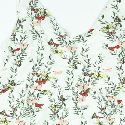VERO MODA Womens Multicoloured Floral Viscose A-Line Size M V-Neck Pullover - Smocked