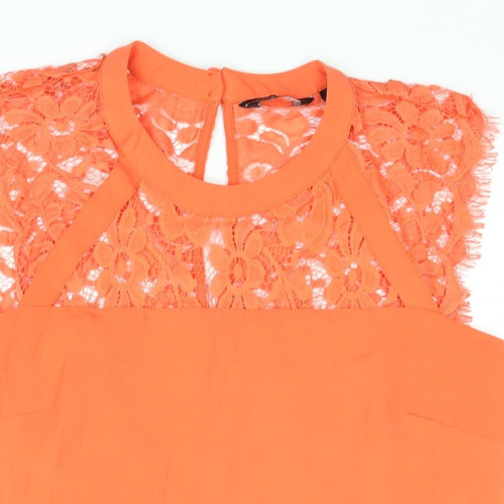 Womens UK Size 12 Dorothy Perkins Orange Basic Blouse