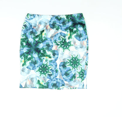 The Executive Womens Multicoloured Geometric Polyester Straight & Pencil Skirt Size M Zip