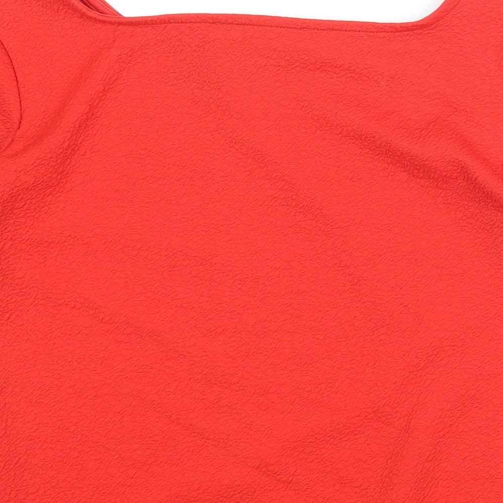 Marks and Spencer Womens Red Polyester Basic Blouse Size 8 Boat Neck