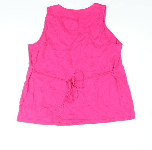 Being Casual Womens Pink Cotton Basic Blouse Size 20 Scoop Neck - Beaded