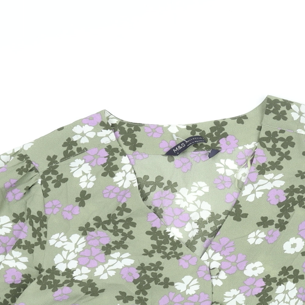 Womens UK Size 8 Marks and Spencer Green Basic Button-Up