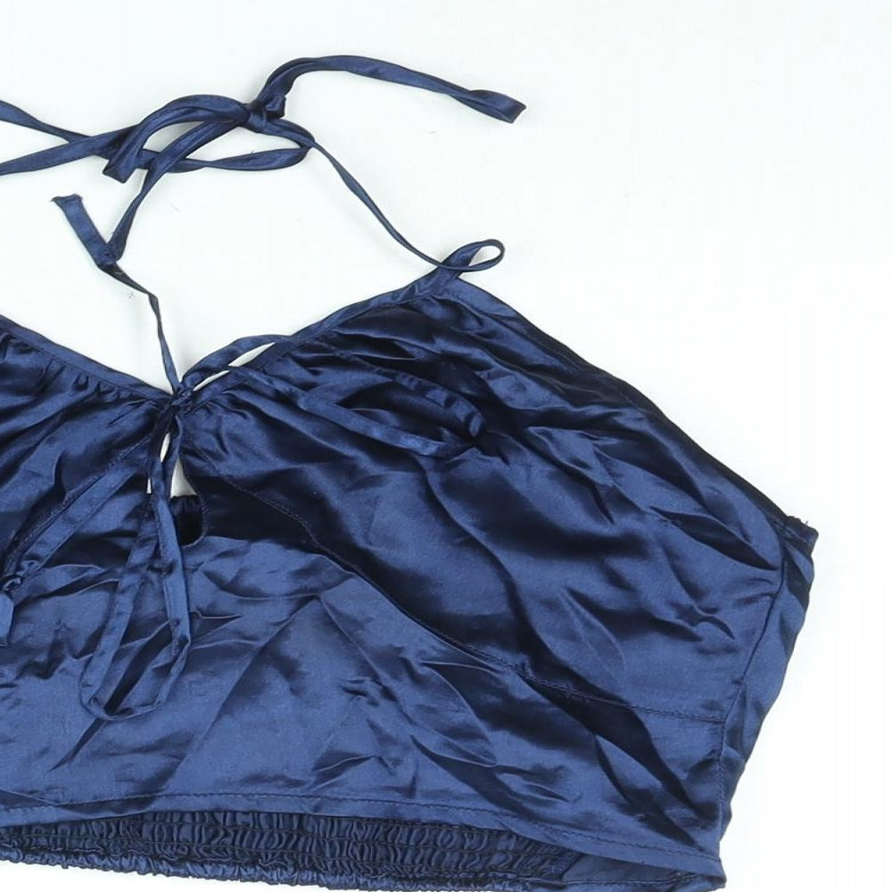 Womens UK Size XS Wednesday's Girl Blue Cropped Blouse