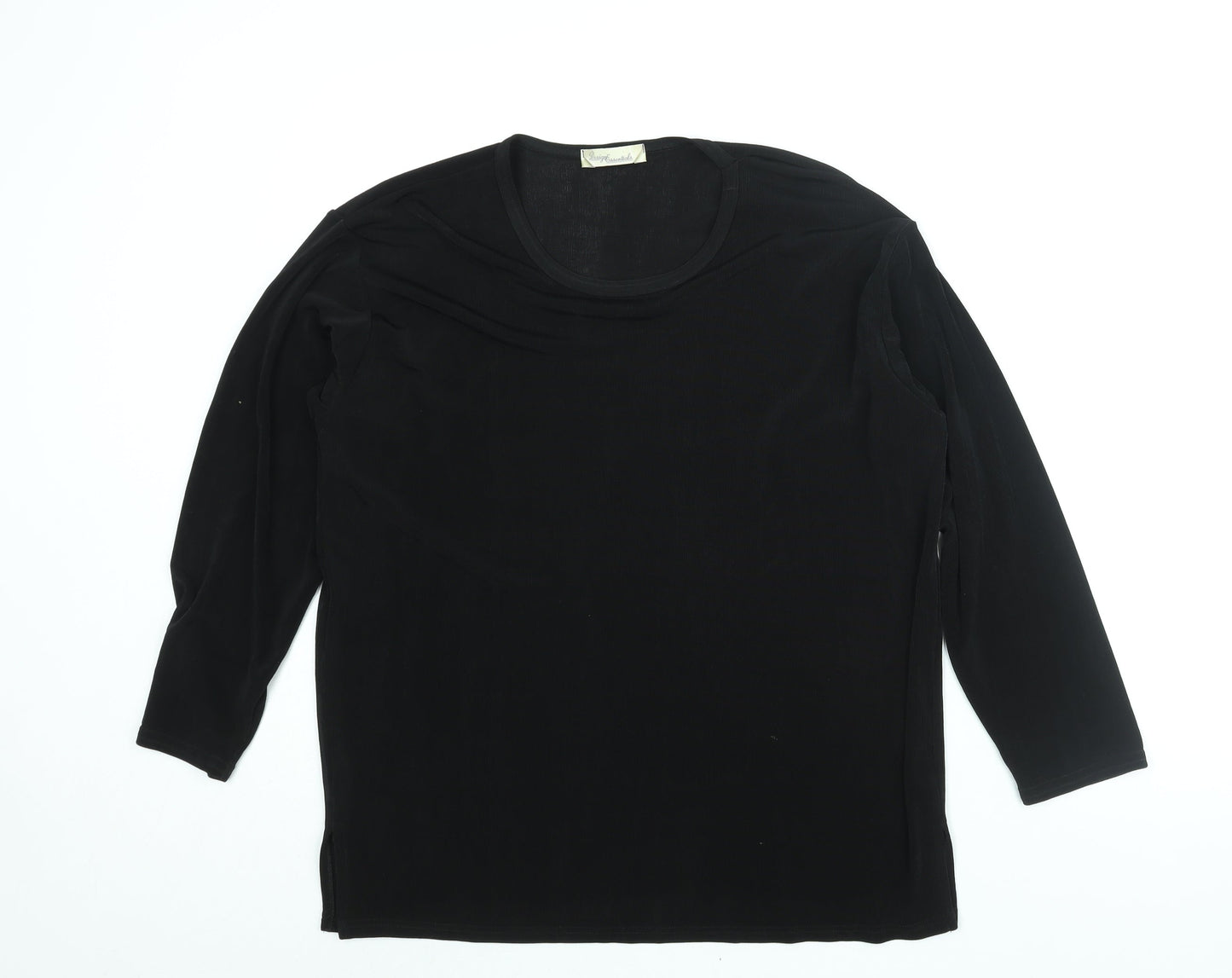 Womens UK Size 16 Design Essentials Black Basic Blouse