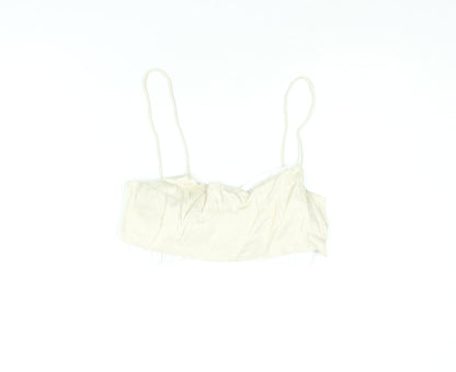 Womens UK Size XS Zara Beige Cropped Blouse
