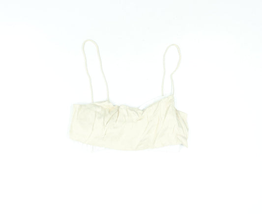 Womens UK Size XS Zara Beige Cropped Blouse