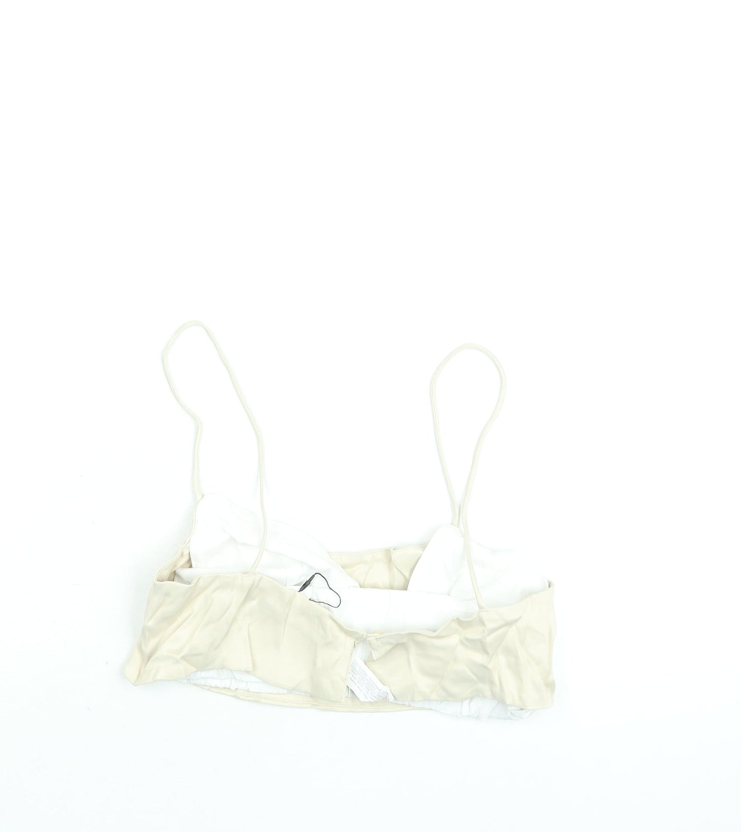 Womens UK Size XS Zara Beige Cropped Blouse