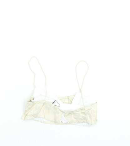 Womens UK Size XS Zara Beige Cropped Blouse