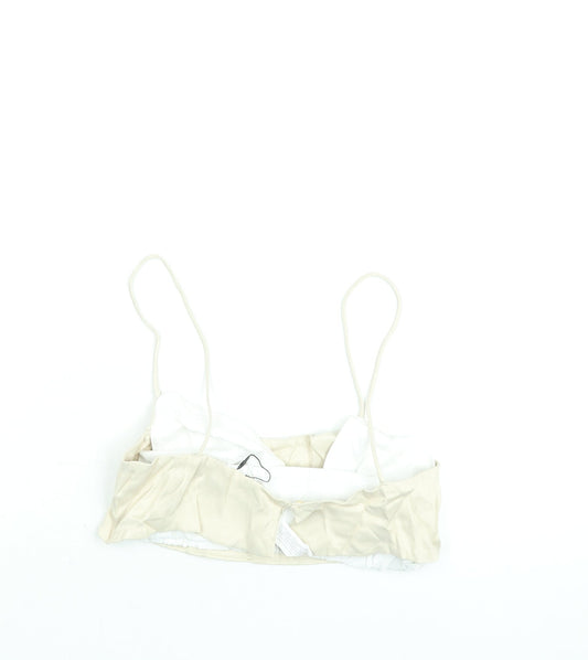 Womens UK Size XS Zara Beige Cropped Blouse