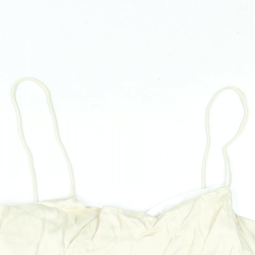 Womens UK Size XS Zara Beige Cropped Blouse