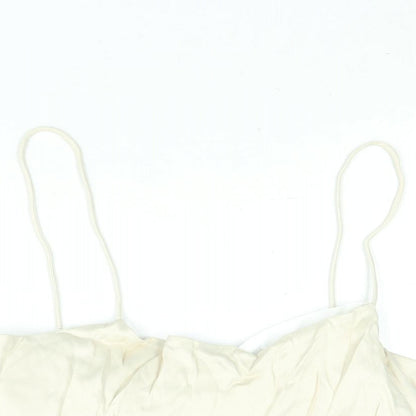 Womens UK Size XS Zara Beige Cropped Blouse