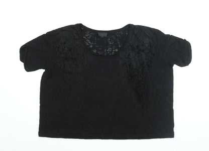 Womens UK Size 6 Topshop Black Basic T-Shirt