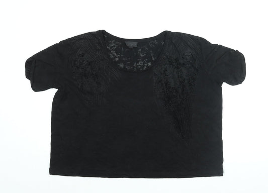 Womens UK Size 6 Topshop Black Basic T-Shirt
