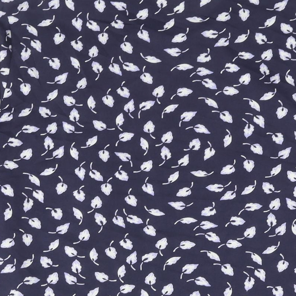 Clasic Womens Blue Geometric Polyester Basic Button-Up Size 14 Collared