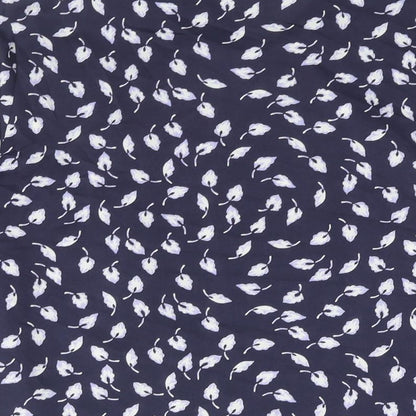 Clasic Womens Blue Geometric Polyester Basic Button-Up Size 14 Collared