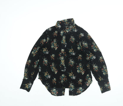 Womens UK Size 10 NEXT Black Basic Button-Up