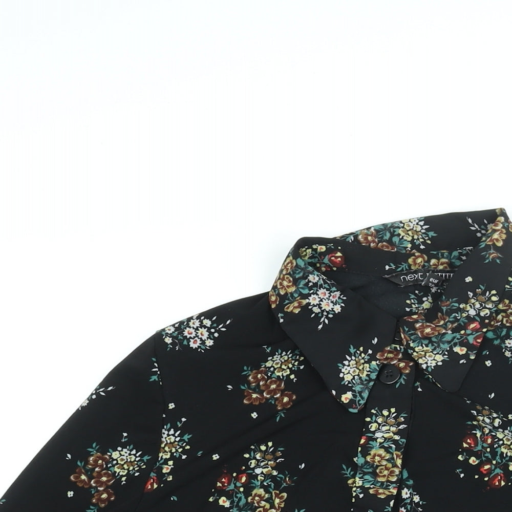 Womens UK Size 10 NEXT Black Basic Button-Up
