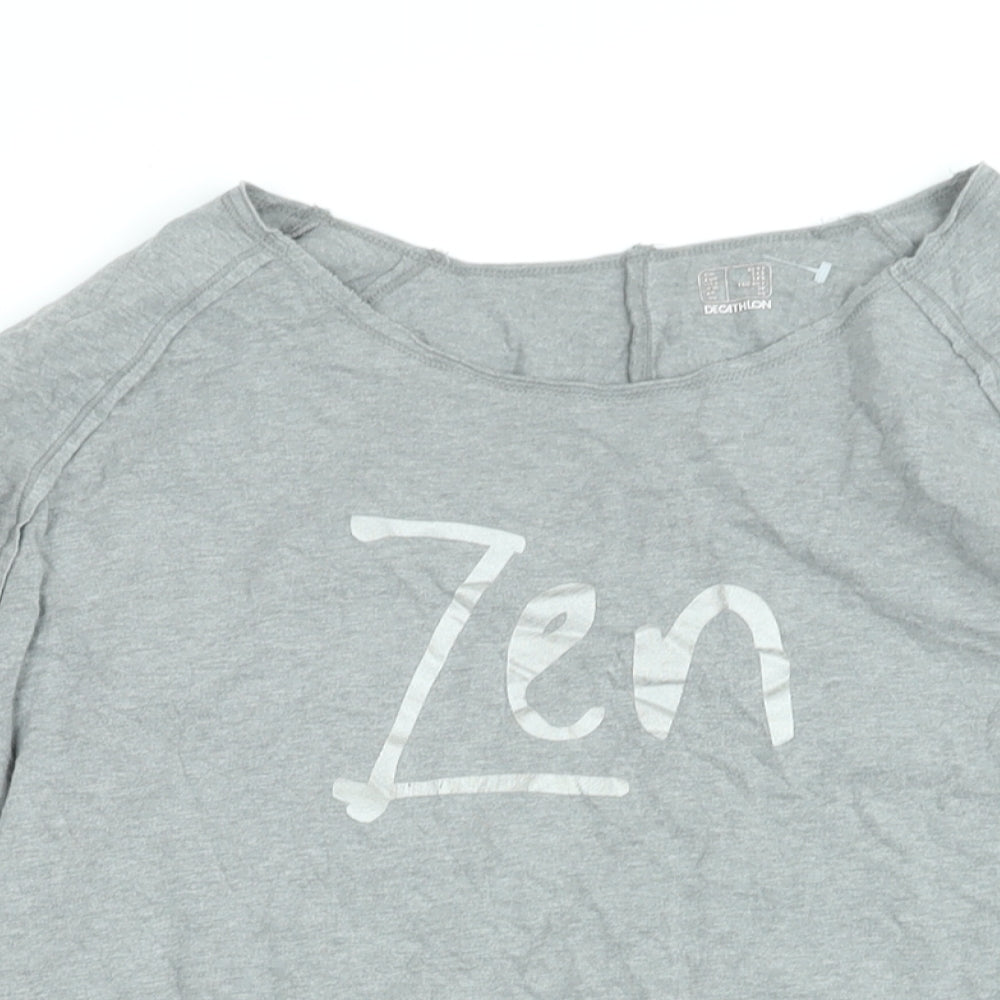 Womens UK Size 2XS DECATHLON Grey Basic T-Shirt
