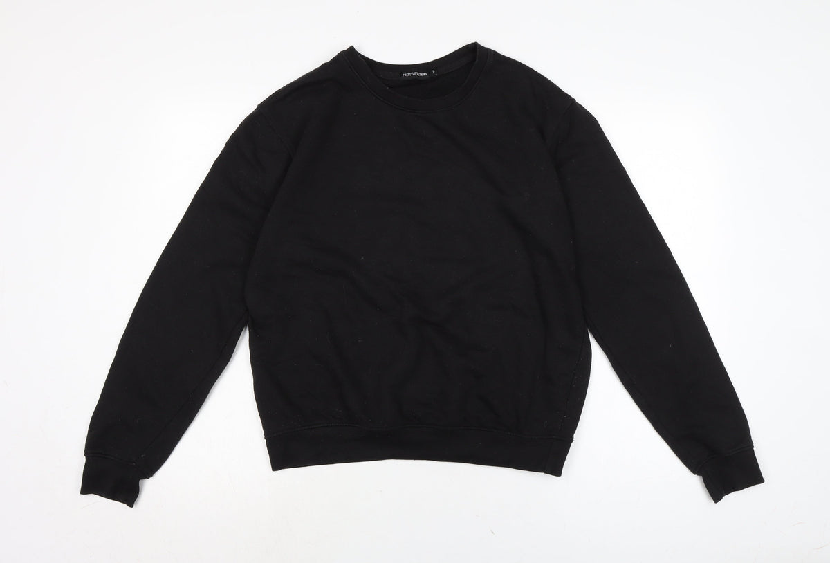 PRETTYLITTLETHING Womens Black Cotton Pullover Sweatshirt Size S