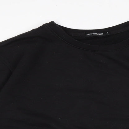 PRETTYLITTLETHING Womens Black Cotton Pullover Sweatshirt Size S
