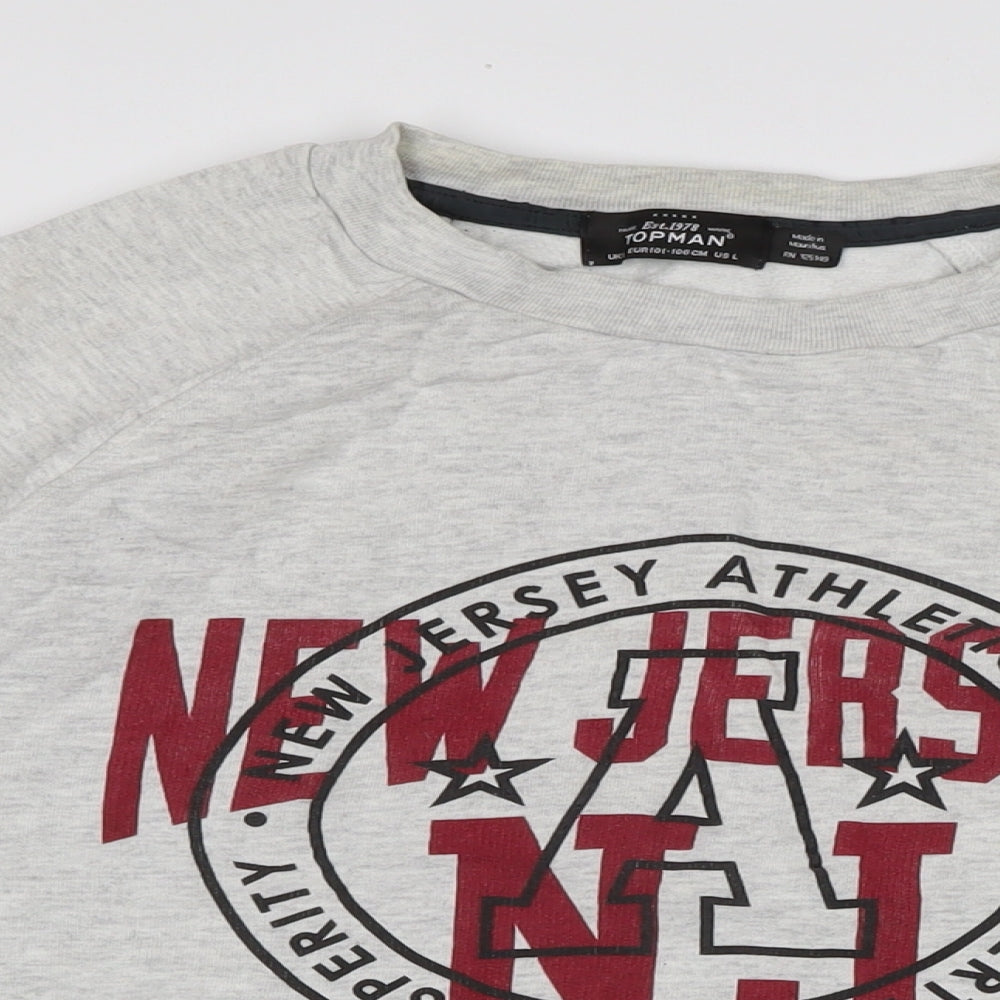 Topman Mens Grey Cotton Pullover Sweatshirt Size M