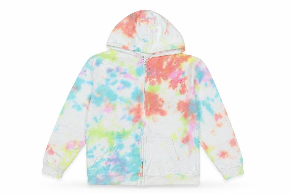 Front view of Just Hoods girls’ white cotton full zip hoodie, size 12-13, years