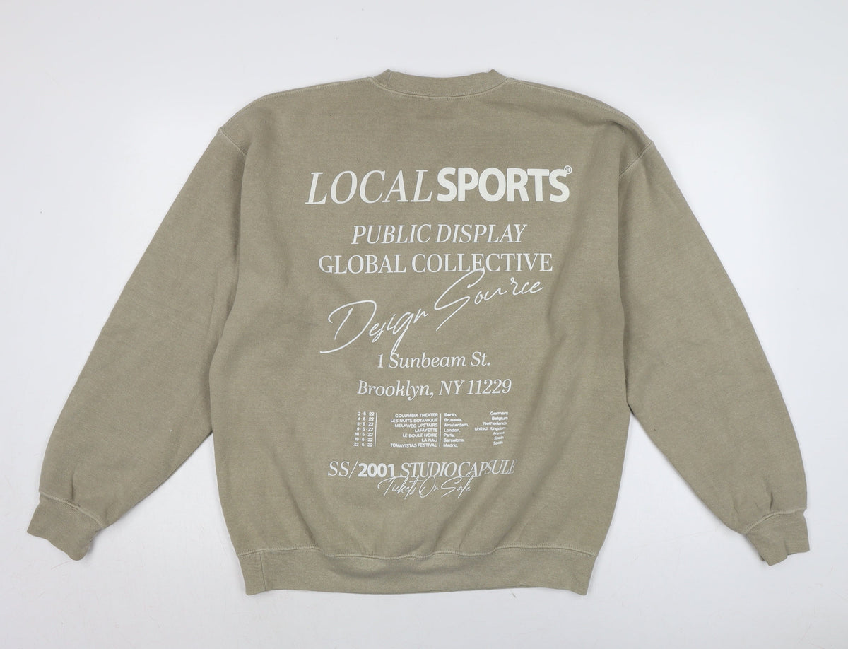 In a another world Mens Beige Cotton Pullover Sweatshirt Size S