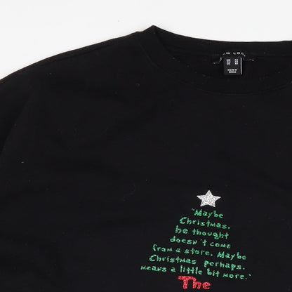 New Look Womens Black Cotton Pullover Sweatshirt Size M