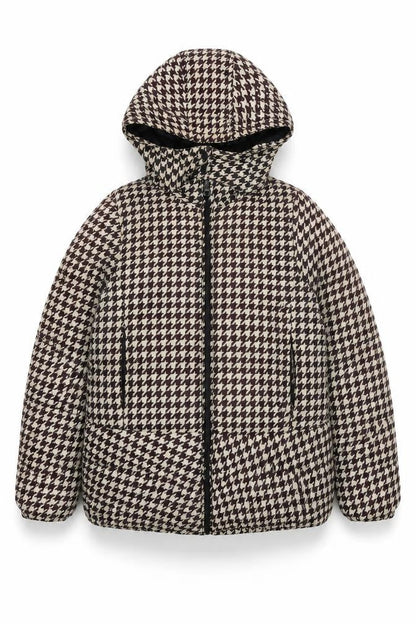 Front view of OVS girls’ brown puffer jacket coat, size 13-14, years zip