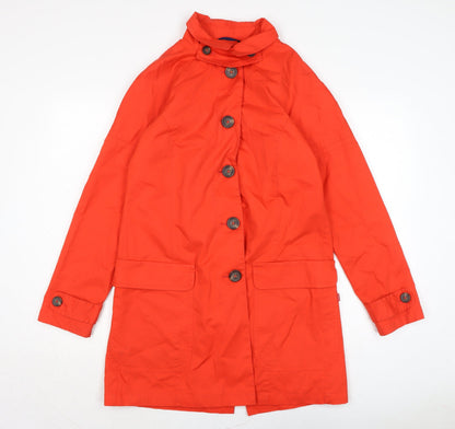 Additional front view of Vackpoy women’s orange trench coat coat, size M, button