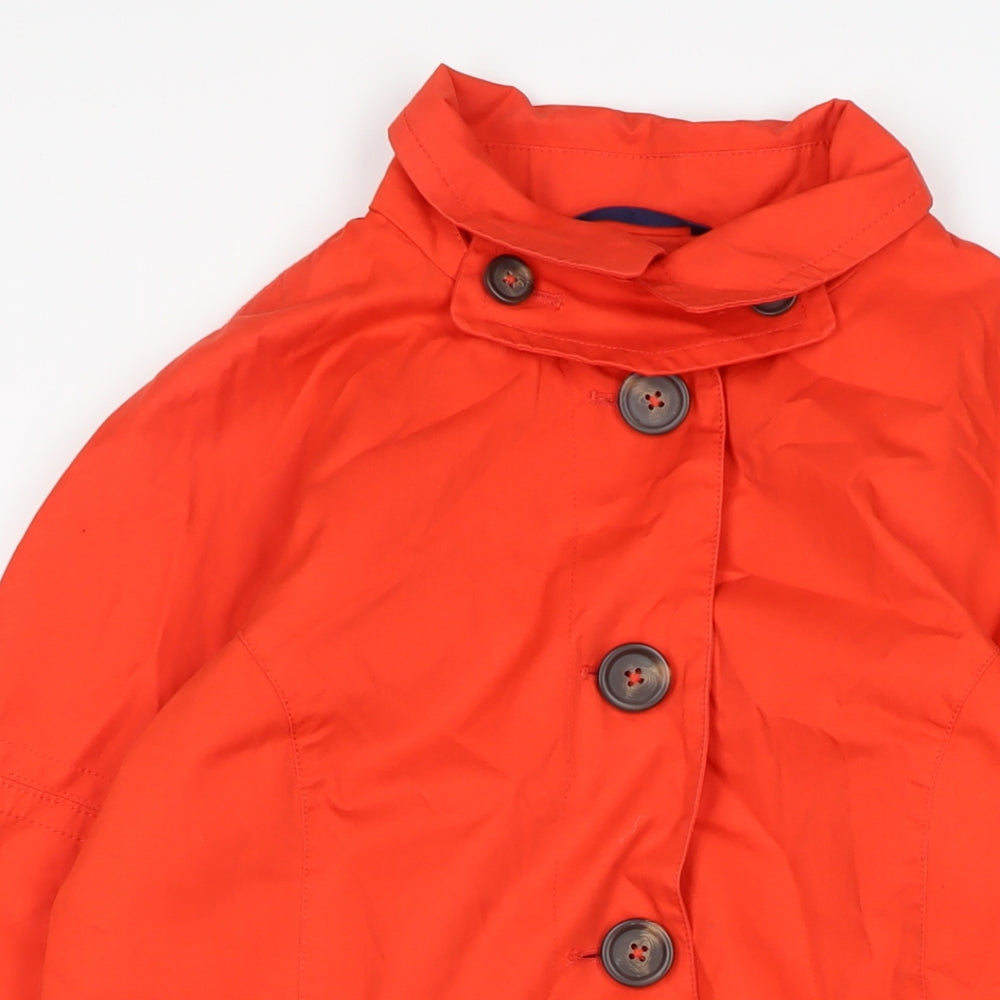 Close-up detail of Vackpoy women’s orange trench coat coat, size M, button
