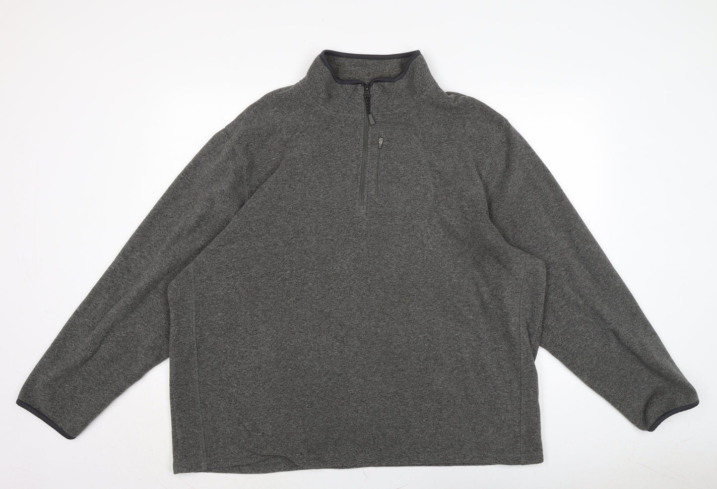 Marks and Spencer Mens Grey Mock Neck Polyester Pullover Jumper Size 2XL Long Sleeve