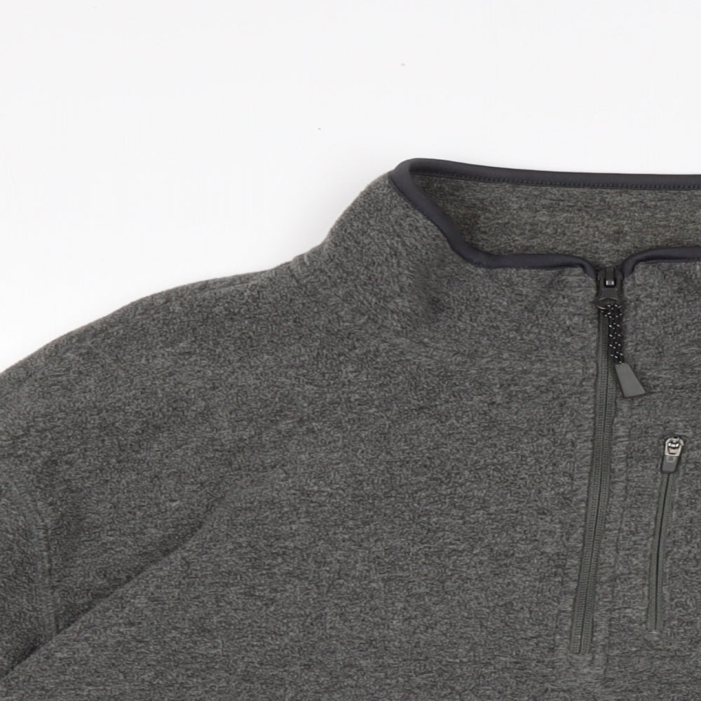 Marks and Spencer Mens Grey Mock Neck Polyester Pullover Jumper Size 2XL Long Sleeve