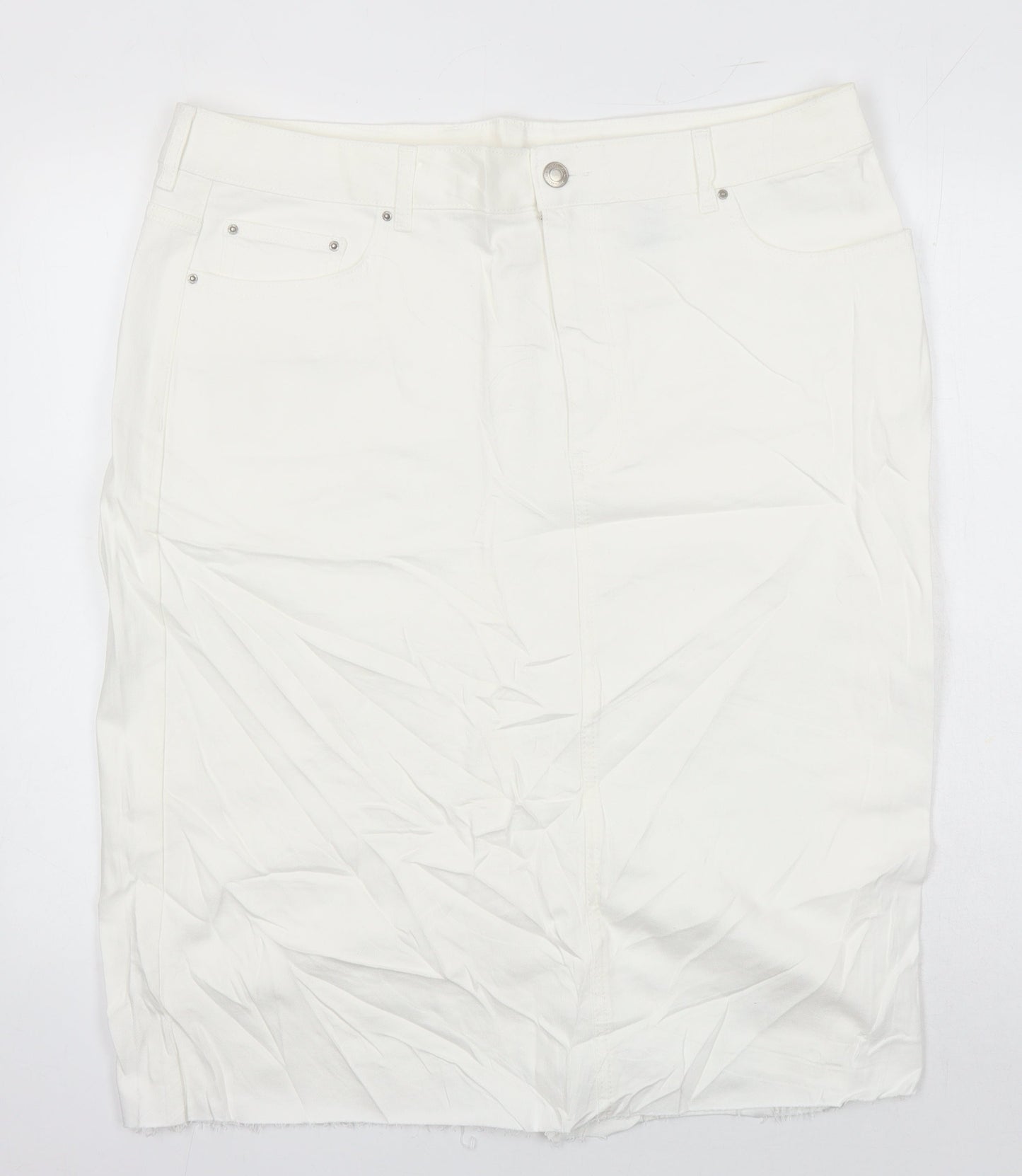 M&S Womens Ivory Cotton Straight & Pencil Skirt Size 20 in