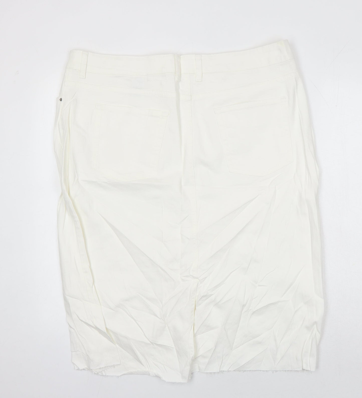 M&S Womens Ivory Cotton Straight & Pencil Skirt Size 20 in