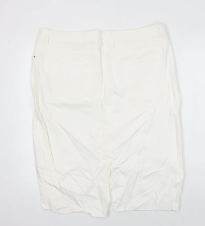 M&S Womens Ivory Cotton Straight & Pencil Skirt Size 20 in