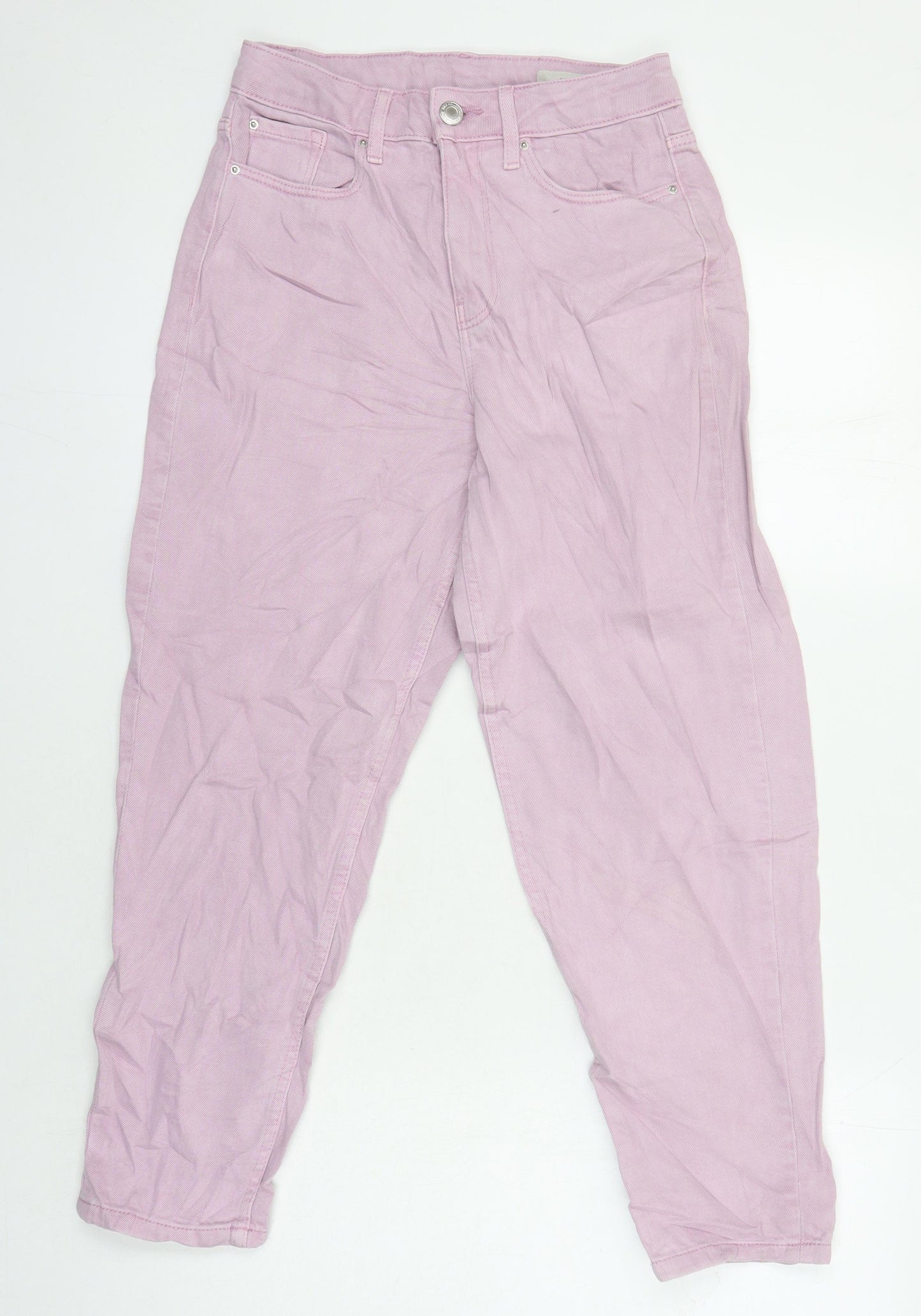 M&S Womens Orange Cotton Mom Jeans Size 6 L24.5 in Regular