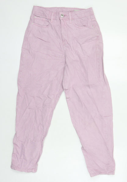 M&S Womens Orange Cotton Mom Jeans Size 6 L24.5 in Regular