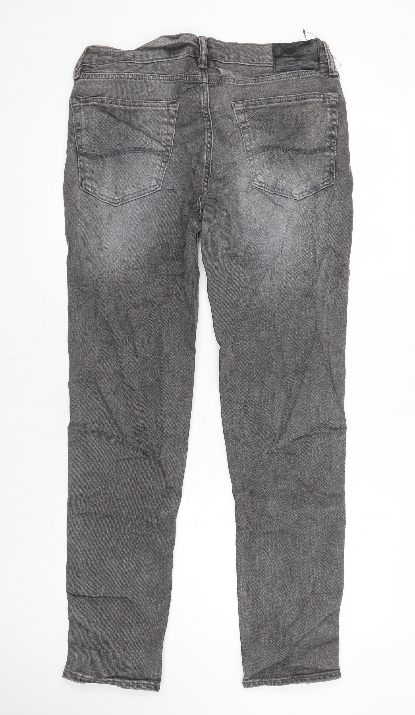 M&S Mens Green Herringbone Cotton Skinny Jeans Size 31 in L30 in Regular