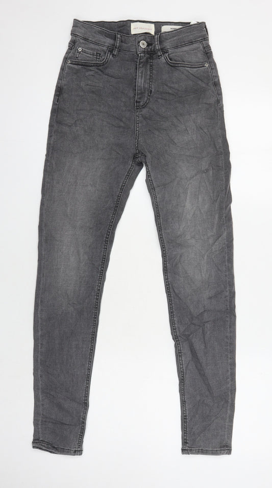 M&S Womens Grey Cotton Skinny Jeans Size 8 L27 in Regular