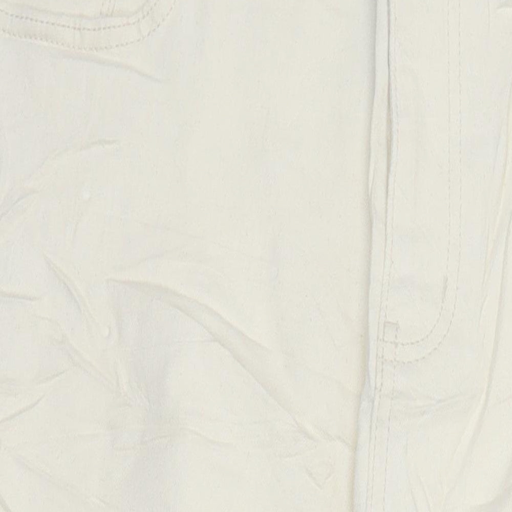 M&S Womens Ivory Herringbone Cotton Tapered Jeans Size 18 L28 in Regular